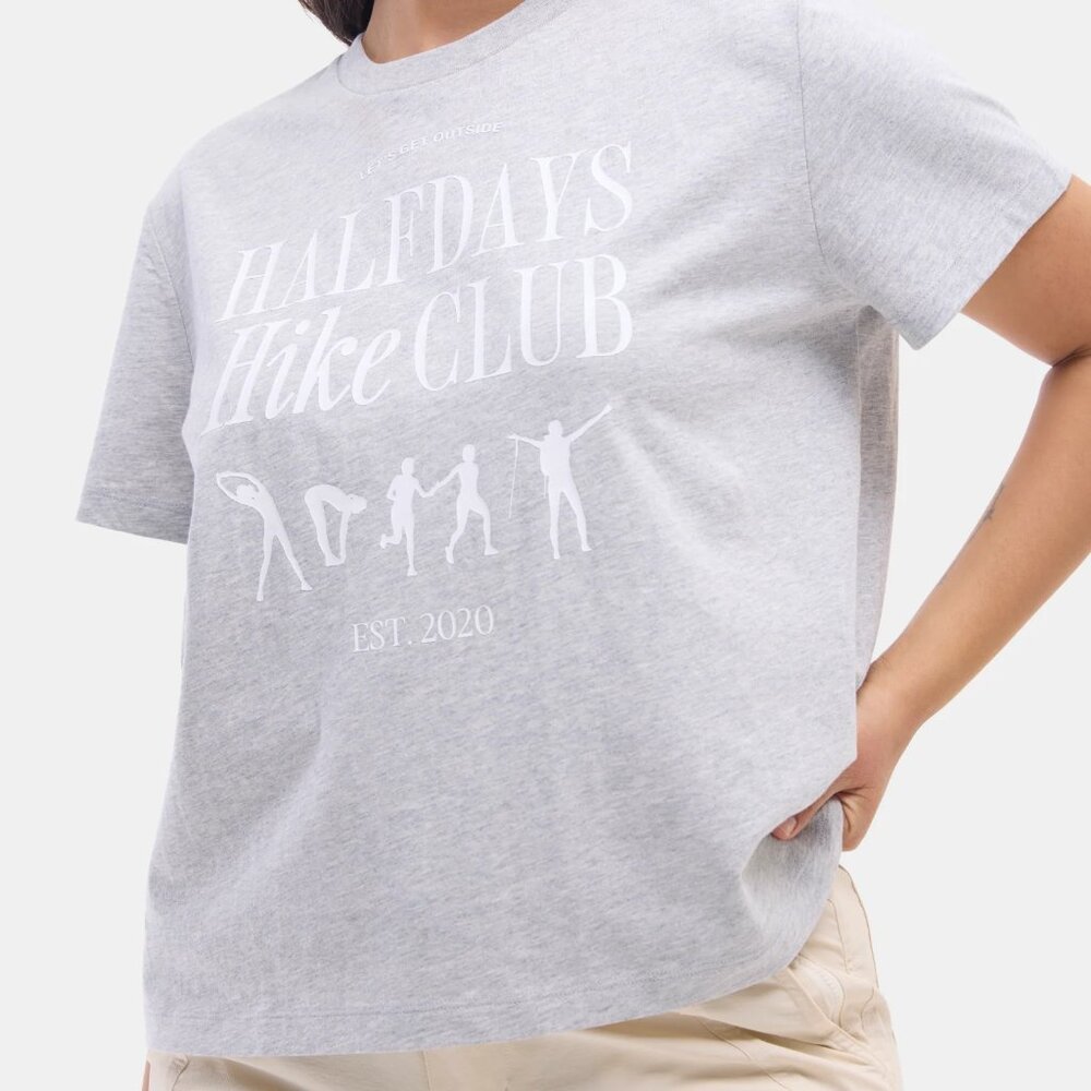 Halfdays Women's Hike Club Tshirt Gray Grey Size SMALL NWT